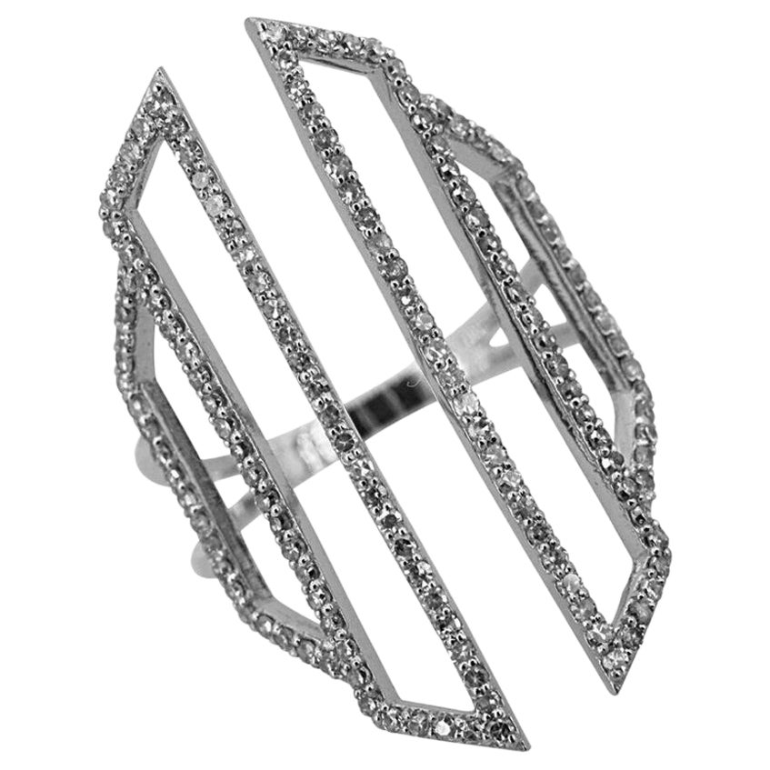 Genuine Pave Diamond Cage Ring 14k Gold