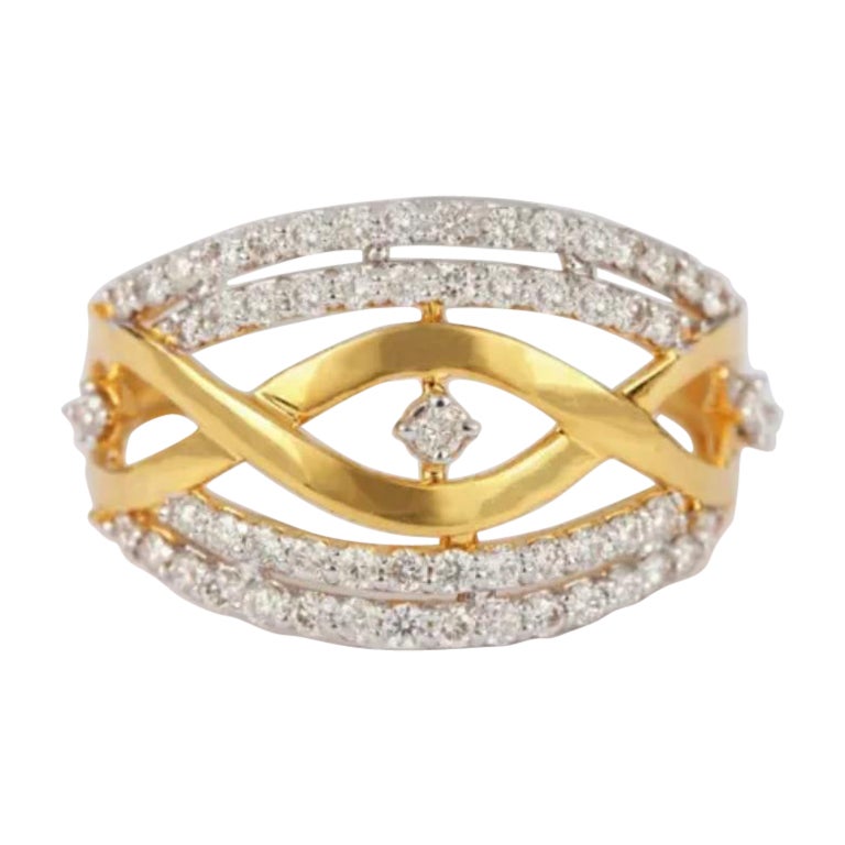 Pave Diamond Chevron Ring 14k Gold Handmade Fine Jewelry