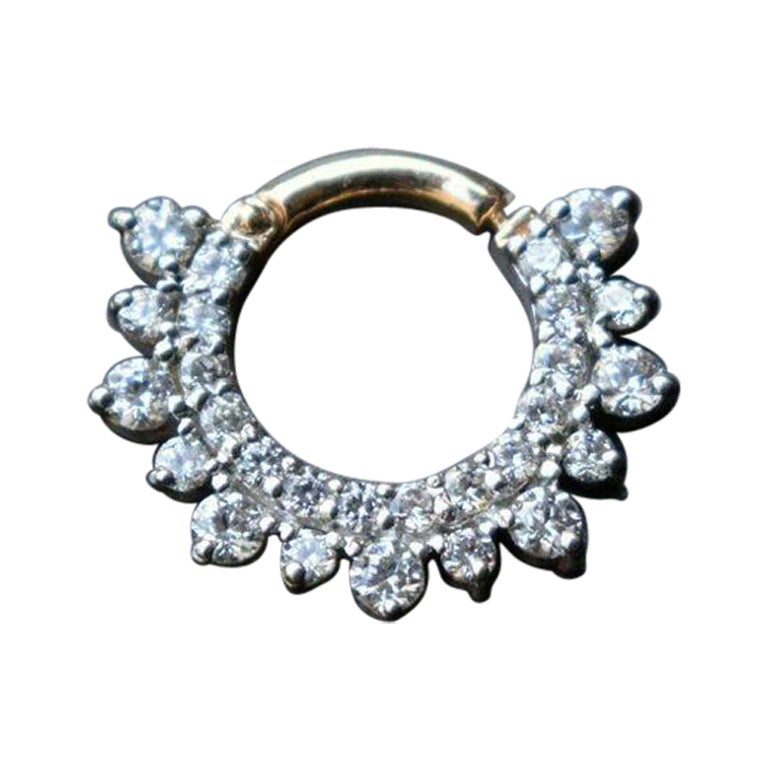 Nature Diamond Septum Clicker Naso Orecchio Corpo Piercing 14k Gold