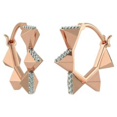 Hoop Diamond Huggies Dangle Charm Earrings 14k Solid Gold