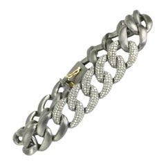 Pave Diamond Link Chain Bracelet Handmade 925 Silver