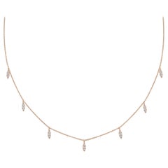 Dangling Natural Diamond Leaf Drop Necklace 14k Solid