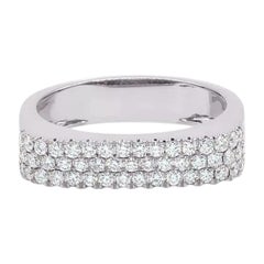 Genuine Diamond Flat Engagement Ring 14k Solid Gold