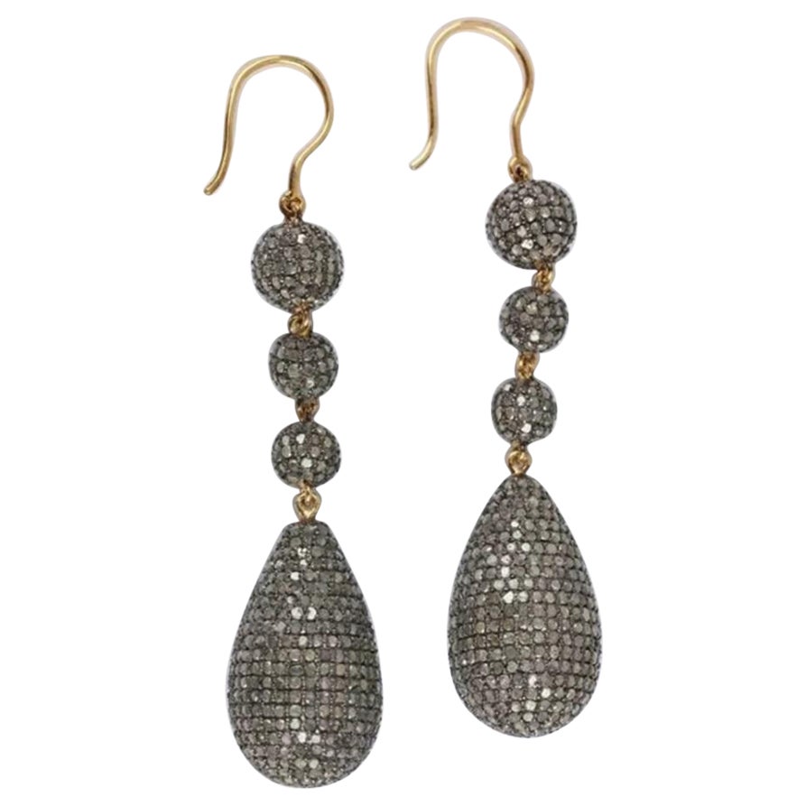 Boucles d'oreilles perles Diamant pavé, 14k Gold & 925 Silver Handmade