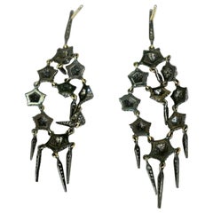 Pendiente de candelabro de diamantes con pavé natural Plata 925 Oro 14k