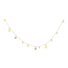 Pave Diamond Hanging Disc 14K Gold Necklace Modern