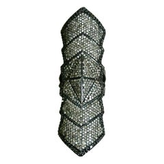 Natural Pave Diamond Full Finger Knuckle Handmade 925 Silver Victorian Ring
