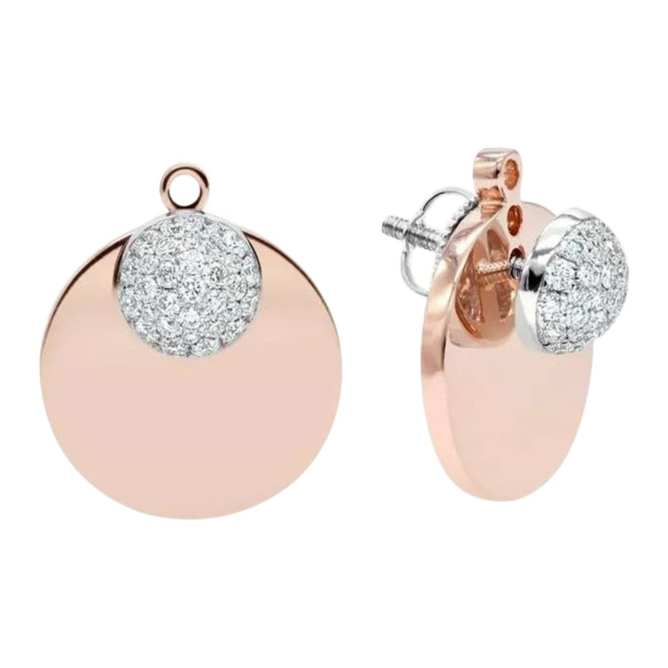 Dome and Disc Jacket 14k Solid Gold Diamond Earring