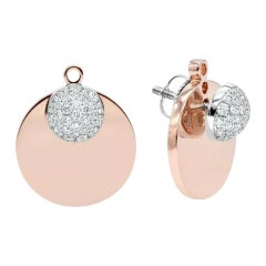 Dome und Scheibe Jacke 14k Solid Gold Diamant Ohrring