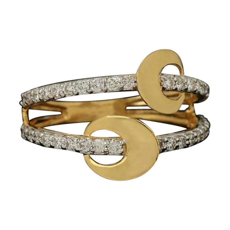 Si Diamantring, handgefertigter Verlobungsring aus 14k massivem Gold mit Diamanten im Angebot