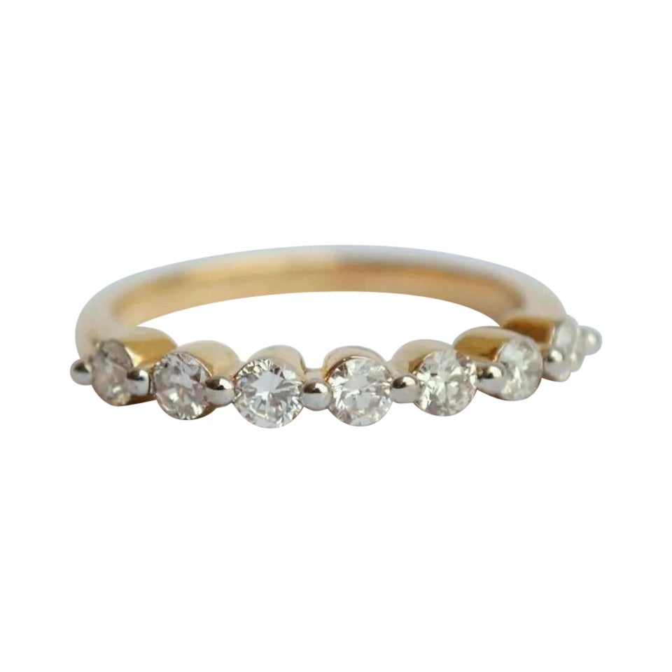 14k massives Gelbgold 7 Diamant-Hochzeitsring