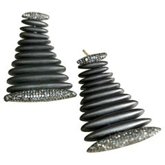 14k Gold Pave Diamond Spike Earring 925 Silver Fashion Jewelry Modern