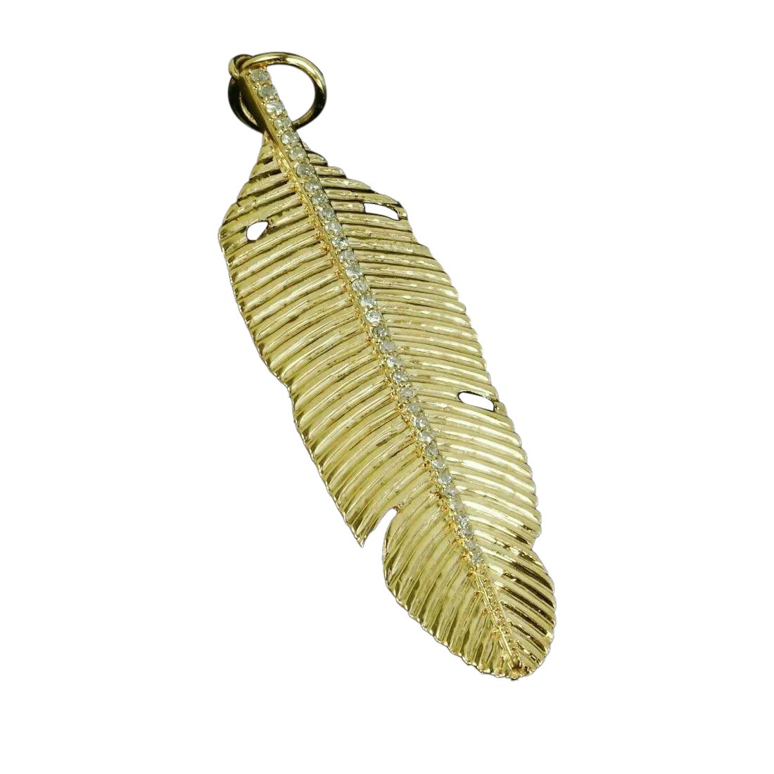 14k Solid Gold Diamant Feder Flügel Anhänger