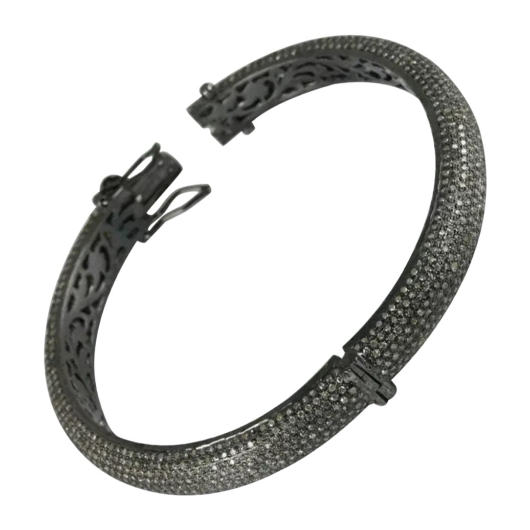 Pave Diamond Bangle Theme 925 Sterling Silver Diamond Bracelet