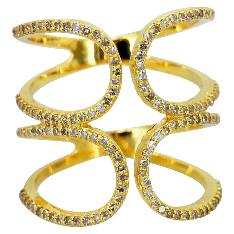 14k Gold Natural Pave Diamond Ring Fine Jewelry For Sale
