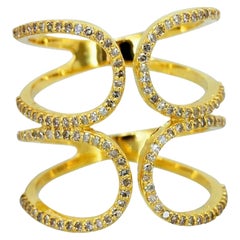 Anillo de oro de 14 quilates con diamante natural pavé Joyería fina