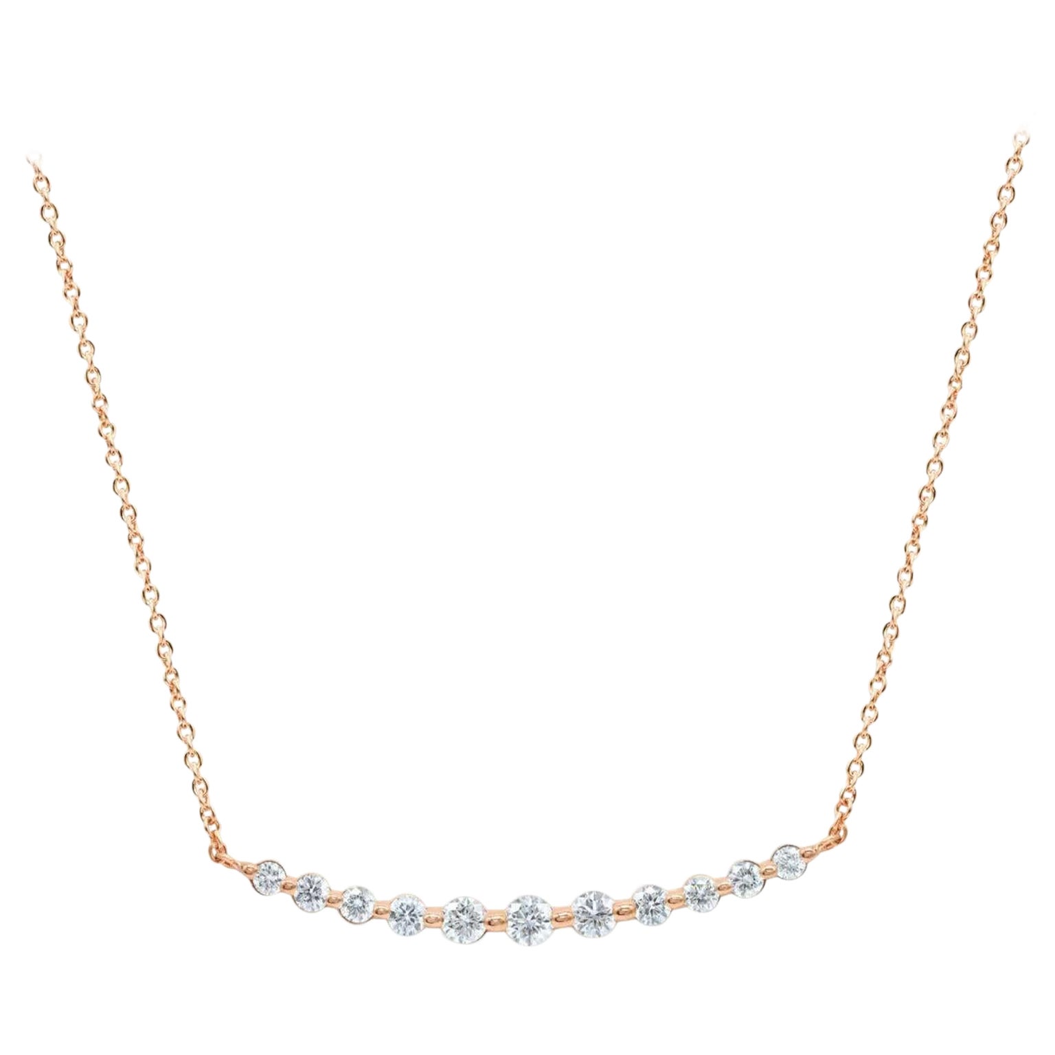 Genuine schwebende Diamant-Halskette mit geschwungenem Bar-Diamant 14k Massivgold