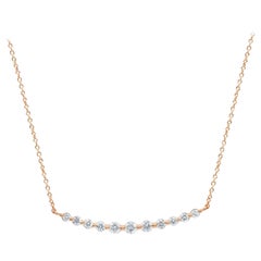Genuine schwebende Diamant-Halskette mit geschwungenem Bar-Diamant 14k Massivgold