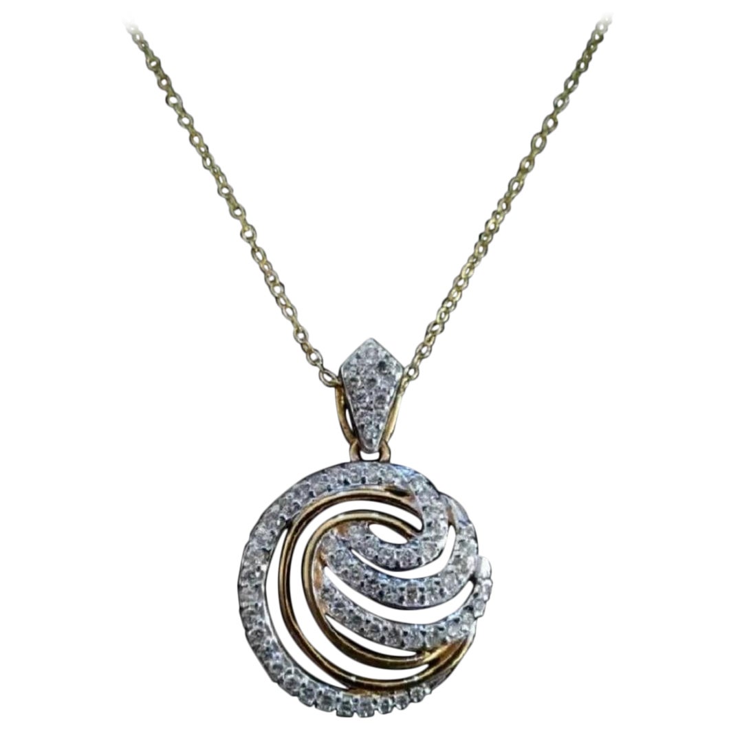 Diamond Round Designer Pendant Necklace in 14k Solid Gold