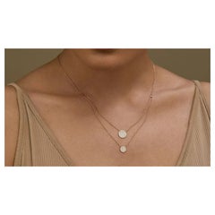 Layered Diamond Disc Necklace 14k Solid Gold