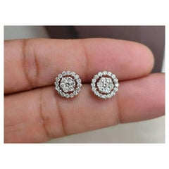 Diamond Earrings Solitaire Pressure Setting 14k Solid Gold Stud