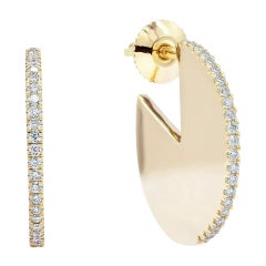 Sliced Disc 14k Solid Gold Diamond Earring
