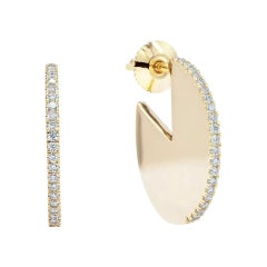 Sliced Disc 14k Solid Gold Diamond Earring NS78