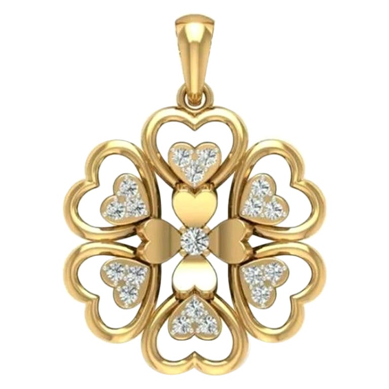 Diamond Flower Necklace Floral Statement Pendant Necklace in 14k Yellow Gold