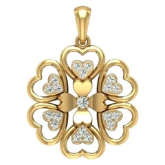 Collar Flor de Diamantes Collar Colgante Floral en Oro Amarillo 14k