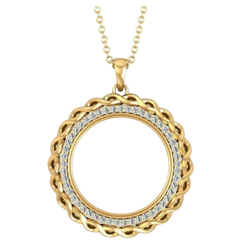 Verdrehte Kreis-Anhänger-Halskette mit Diamant-Eternity aus 14k Massivgold