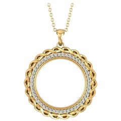 Verdrehte Kreis-Anhänger-Halskette mit Diamant-Eternity aus 14k Massivgold