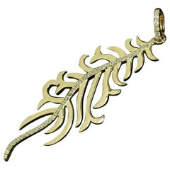 Pendentif feuille en or massif 14k Diamant naturel