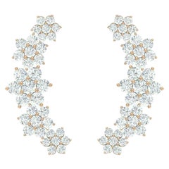 1 Karat Diamant-Blumen-Climber-Ohrringe Minimalistischer Ohr Crawler 14k Gold