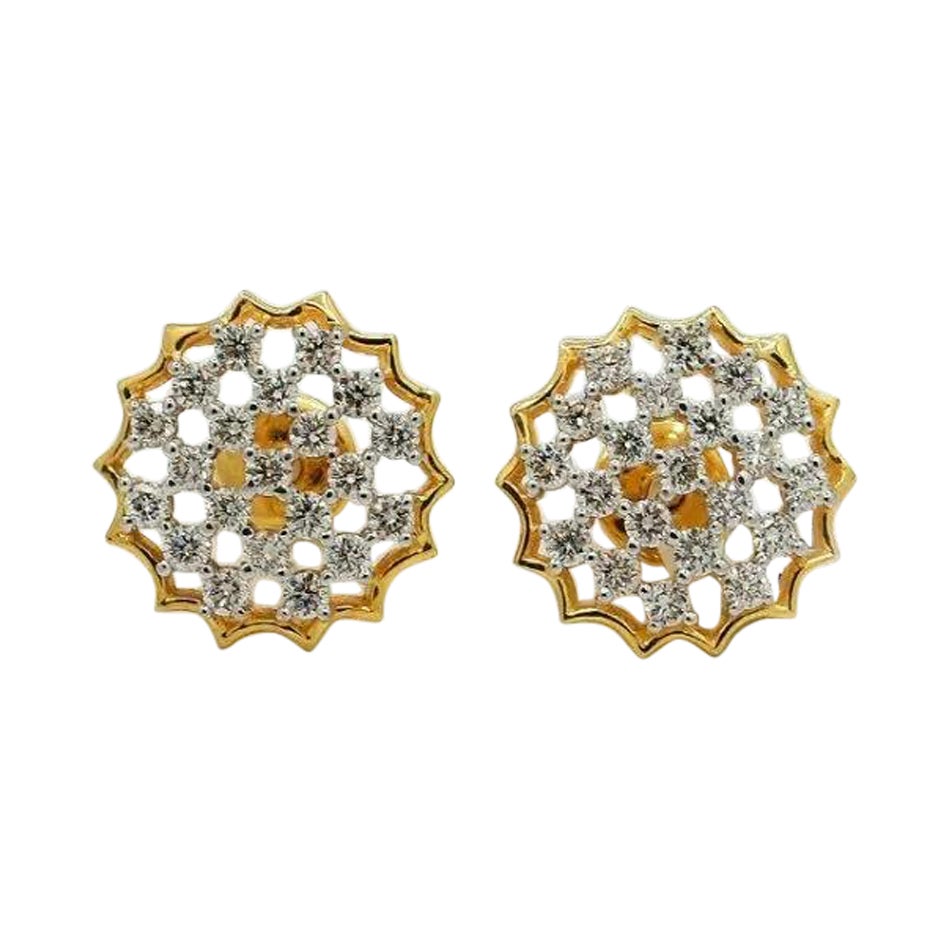 1.08 Ctw Diamond Studs Earrings 14k Solid Gold For Sale