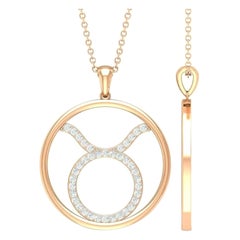 Charm Taurus Zodiac Necklace 14k Solid Gold Diamond