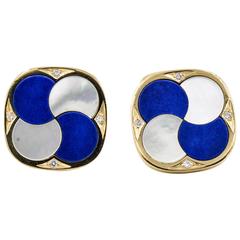 Lapis Lazuli Mother-of-Pearl Gold Cufflinks