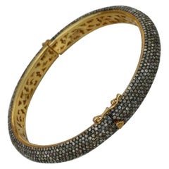 Brazalete étnico con pavé de diamantes en oro de 14 quilates y plata 925