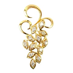 Natural Diamond Cluster Pendant 14k Solid Gold Grape Bunch Necklace 14"