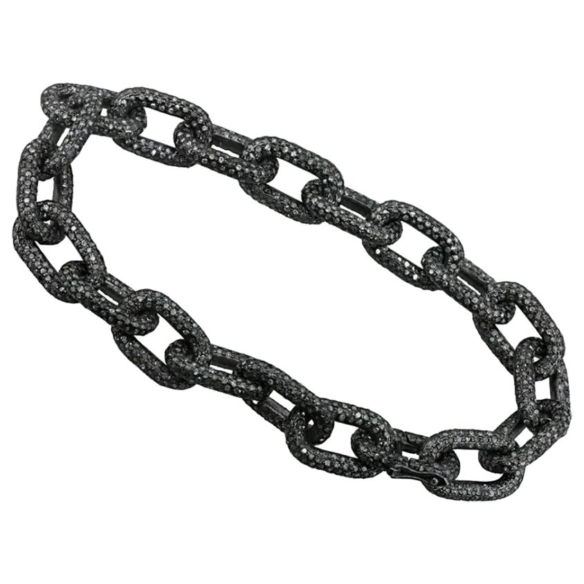 Link Chain Bracelet 925 Silver Pave Diamond Fashion
