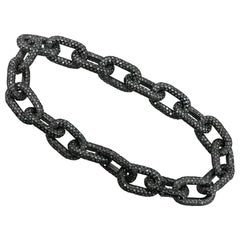 Link Chain Bracelet 925 Silver Pave Diamond Fashion