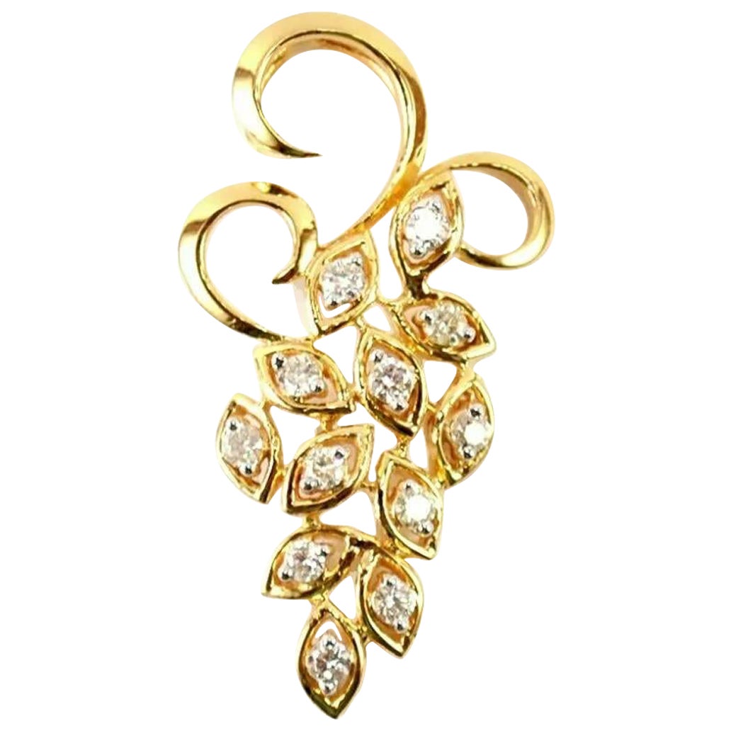 Ciondolo a grappolo di diamanti naturali in oro massiccio 14k Collana a grappolo d'uva da 16 pollici