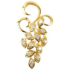 Ciondolo a grappolo di diamanti naturali in oro massiccio 14k Collana a grappolo d'uva da 16 pollici