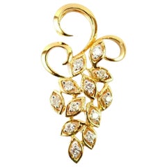 Ciondolo a grappolo di diamanti naturali in oro massiccio 14k Collana a grappolo d'uva da 18 pollici