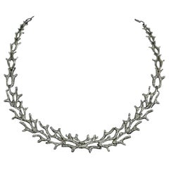Collar de cornamenta de ciervo con diamantes naturales Plata de ley 925