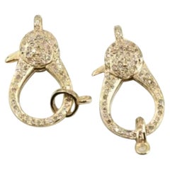 14k Solid Gold 2 Pcs Lobster Clasp Pave Diamond Handmade Jewelry Clasp