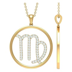 Collar Colgante Signo del Zodiaco Virgo H7 en Oro Amarillo Macizo de 14k
