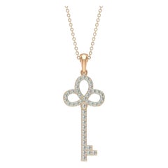 Diamond Key Locket Pedant Necklace in 14k Solid Gold