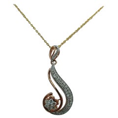 Diamond Flower Pendant Necklace in 14k Solid Gold