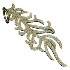 Solide 14k Gold Diamond Leaf Anhänger Schmuck