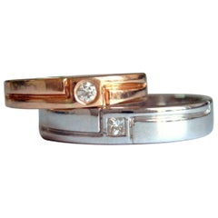 Anneau de mariage en or massif 14k avec diamant